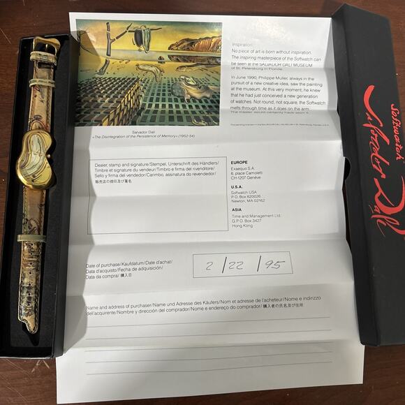Salvador Dali Softwatch By Exaequo Geneve Melting Watch 92009 Box manual - Picture 11 of 12
